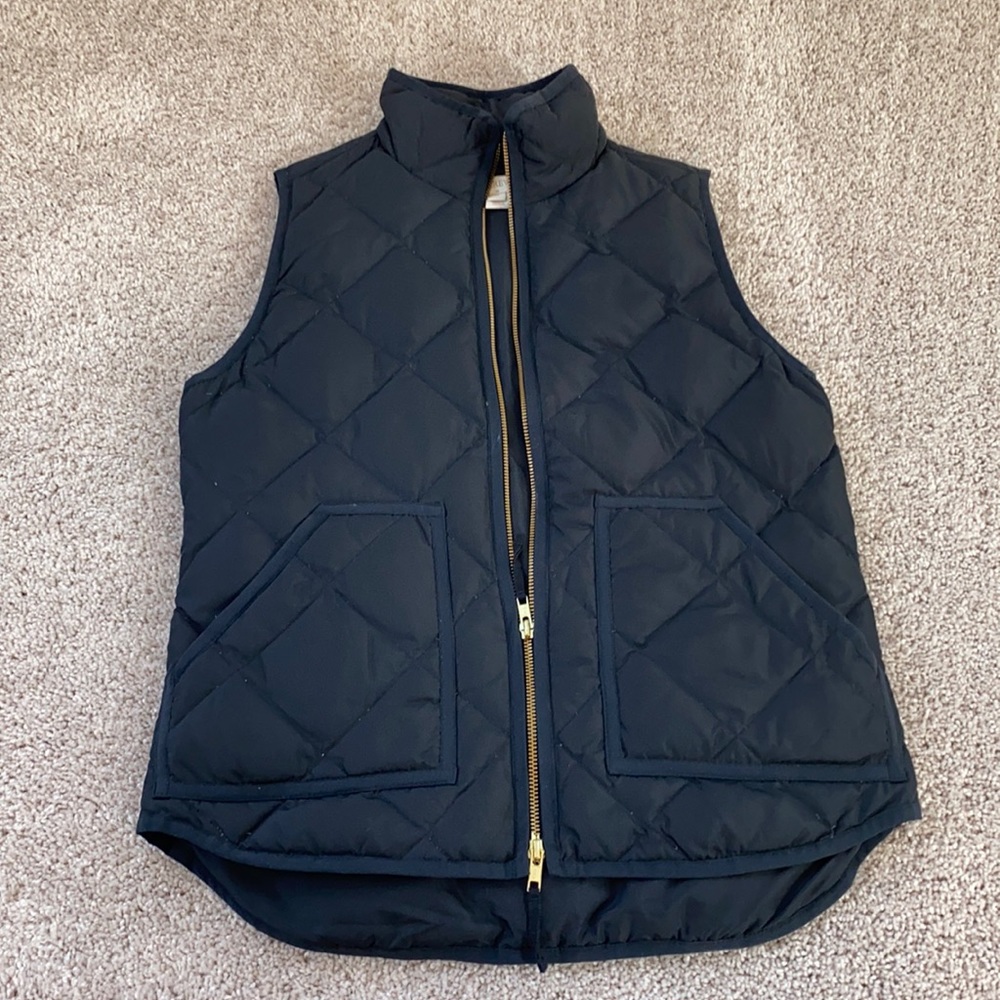 Black Quilted J Crew Vest